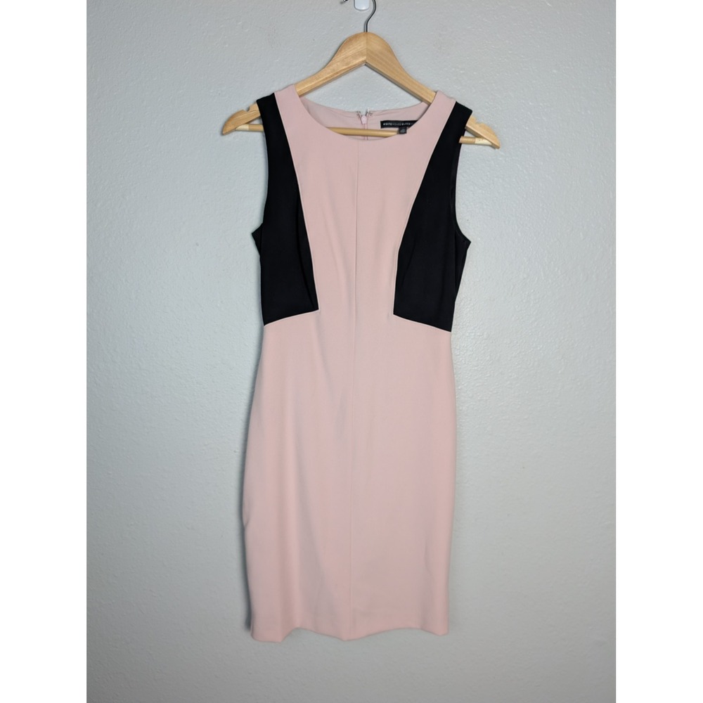 White House Black Market Pink Black Colorblock Sheath Dress Size 2 Sleeveless